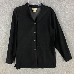 Freeport Studio Button Up Women's Size 16 Black Velvet‎ Polyester Adults